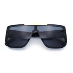 Womens Flat Top Shield Mogul Inset Lens Oversize Rectangle Plastic Sunglasses