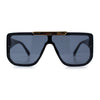 Womens Flat Top Shield Mogul Inset Lens Oversize Rectangle Plastic Sunglasses