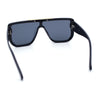 Womens Flat Top Shield Mogul Inset Lens Oversize Rectangle Plastic Sunglasses