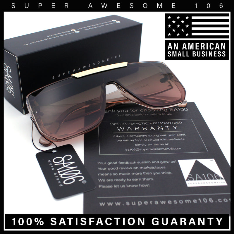 Womens Flat Top Shield Mogul Inset Lens Oversize Rectangle Plastic Sunglasses