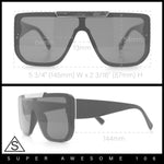 Womens Flat Top Shield Mogul Inset Lens Oversize Rectangle Plastic Sunglasses