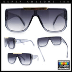 Womens Flat Top Shield Mogul Inset Lens Oversize Rectangle Plastic Sunglasses