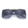 Womens Flat Top Shield Mogul Inset Lens Oversize Rectangle Plastic Sunglasses