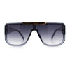 Womens Flat Top Shield Mogul Inset Lens Oversize Rectangle Plastic Sunglasses