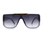 Womens Flat Top Shield Mogul Inset Lens Oversize Rectangle Plastic Sunglasses