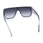 Womens Flat Top Shield Mogul Inset Lens Oversize Rectangle Plastic Sunglasses