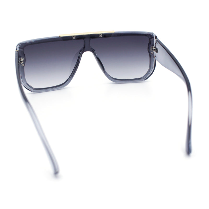 Womens Flat Top Shield Mogul Inset Lens Oversize Rectangle Plastic Sunglasses