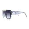 Womens Flat Top Shield Mogul Inset Lens Oversize Rectangle Plastic Sunglasses