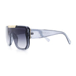 Womens Flat Top Shield Mogul Inset Lens Oversize Rectangle Plastic Sunglasses