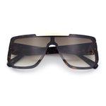 Womens Flat Top Shield Mogul Inset Lens Oversize Rectangle Plastic Sunglasses