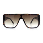 Womens Flat Top Shield Mogul Inset Lens Oversize Rectangle Plastic Sunglasses