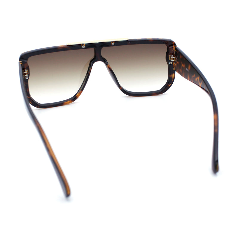 Womens Flat Top Shield Mogul Inset Lens Oversize Rectangle Plastic Sunglasses