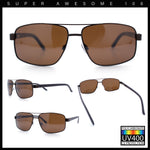 Mens Polarized Metal Rim Rectangle Agent Style Classy Manly Sunglasses