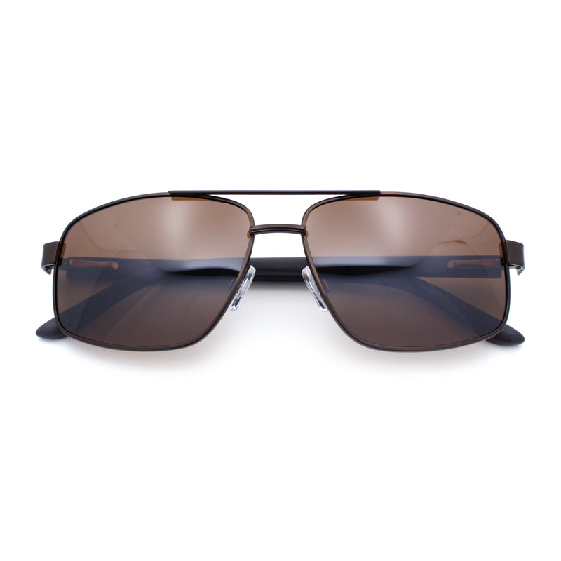 Mens Polarized Metal Rim Rectangle Agent Style Classy Manly Sunglasses