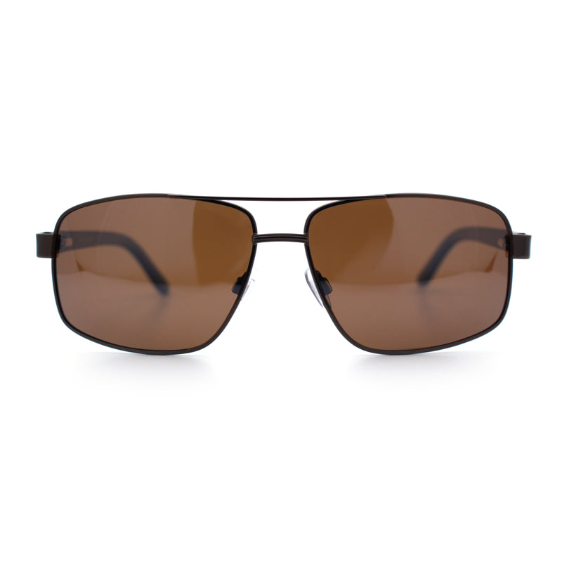 Mens Polarized Metal Rim Rectangle Agent Style Classy Manly Sunglasses