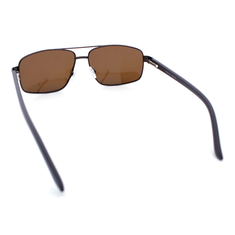 Mens Polarized Metal Rim Rectangle Agent Style Classy Manly Sunglasses