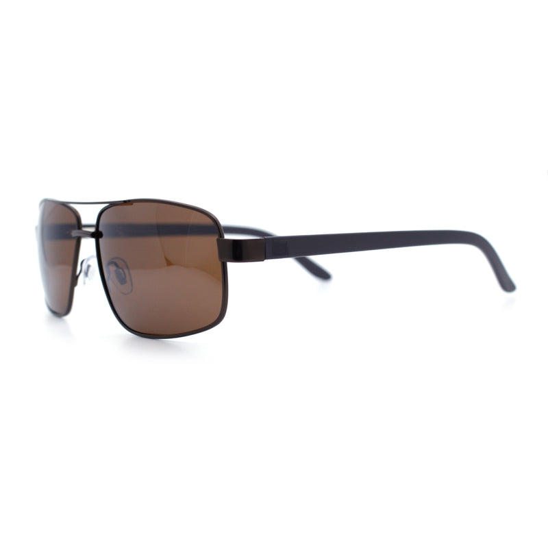 Mens Polarized Metal Rim Rectangle Agent Style Classy Manly Sunglasses