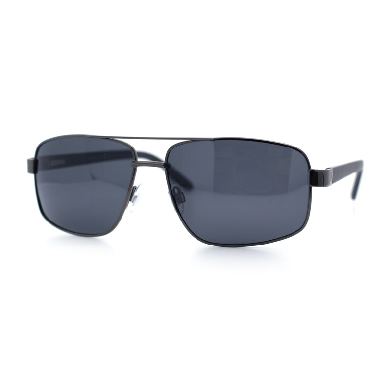 Mens Polarized Metal Rim Rectangle Agent Style Classy Manly Sunglasses