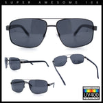 Mens Polarized Metal Rim Rectangle Agent Style Classy Manly Sunglasses