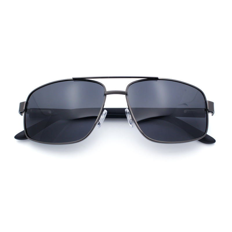 Mens Polarized Metal Rim Rectangle Agent Style Classy Manly Sunglasses