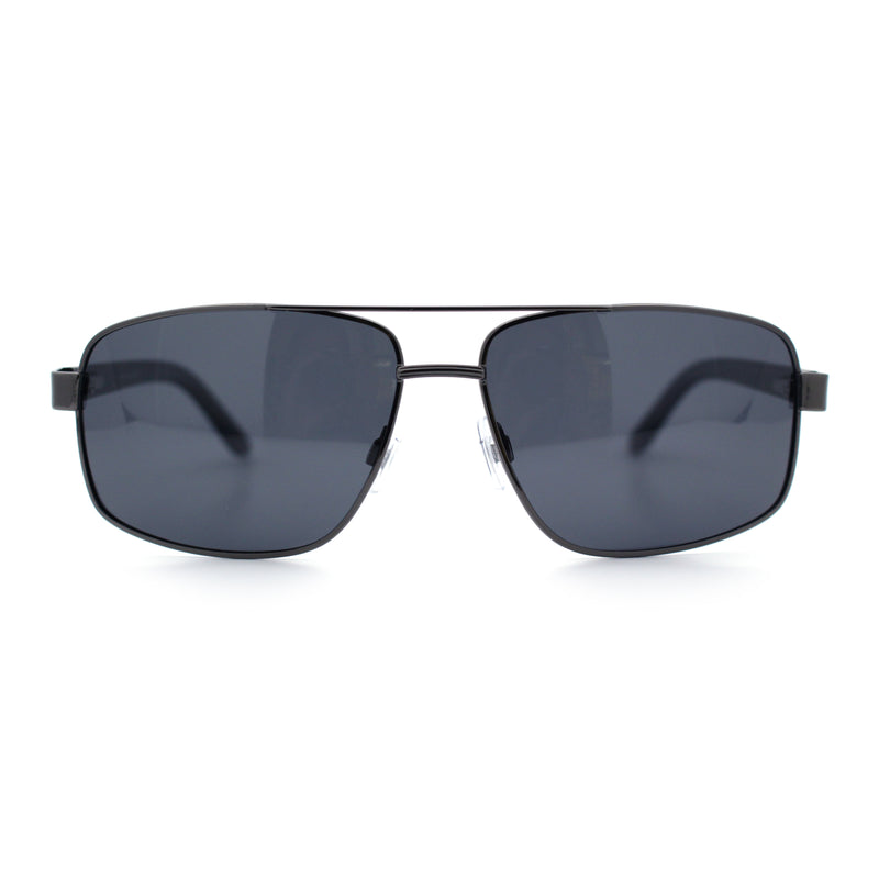 Mens Polarized Metal Rim Rectangle Agent Style Classy Manly Sunglasses