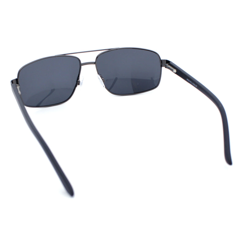 Mens Polarized Metal Rim Rectangle Agent Style Classy Manly Sunglasses