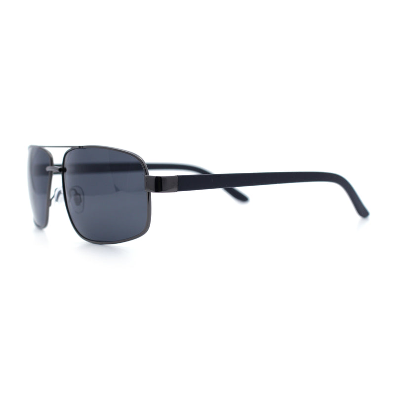 Mens Polarized Metal Rim Rectangle Agent Style Classy Manly Sunglasses