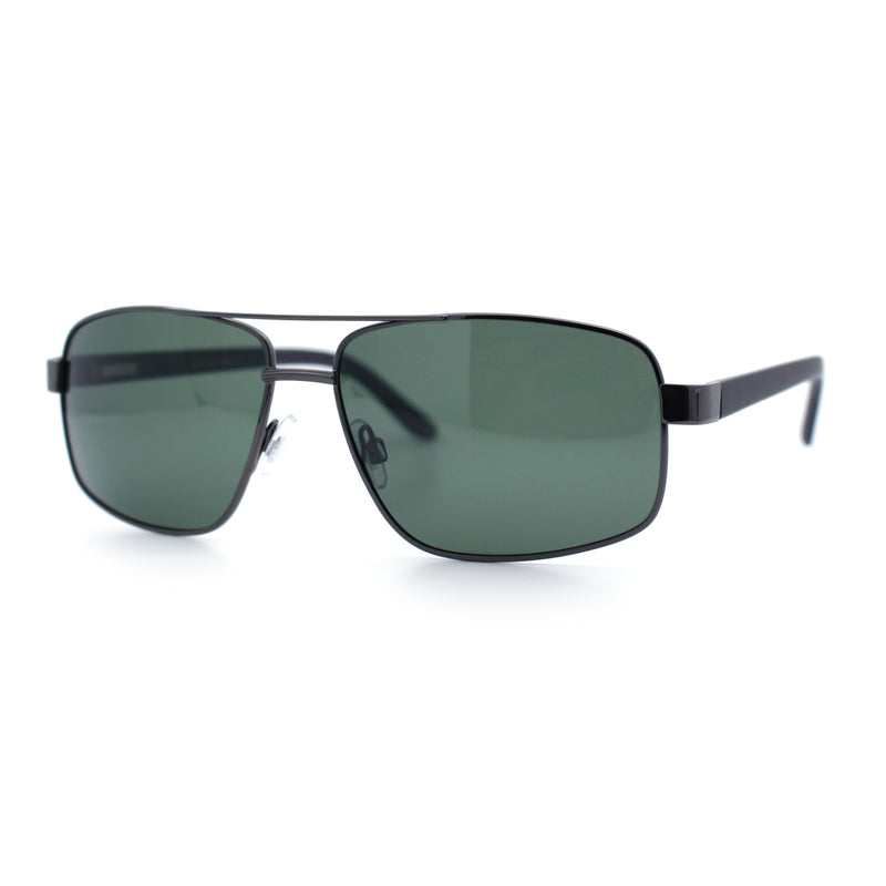 Mens Polarized Metal Rim Rectangle Agent Style Classy Manly Sunglasses