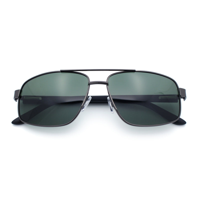 Mens Polarized Metal Rim Rectangle Agent Style Classy Manly Sunglasses