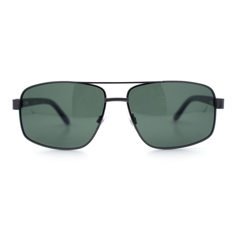 Mens Polarized Metal Rim Rectangle Agent Style Classy Manly Sunglasses