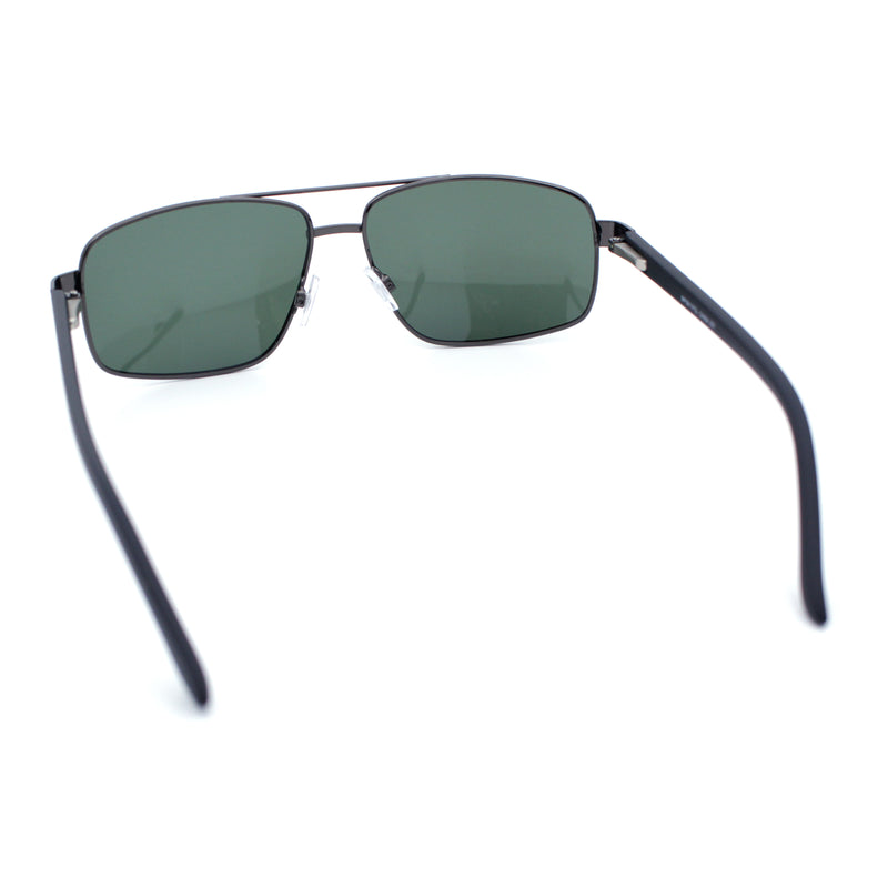 Mens Polarized Metal Rim Rectangle Agent Style Classy Manly Sunglasses