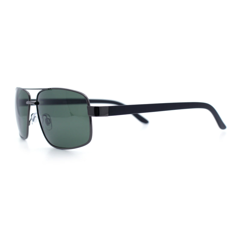 Mens Polarized Metal Rim Rectangle Agent Style Classy Manly Sunglasses