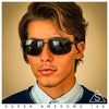Mens Polarized Metal Rim Rectangle Agent Style Classy Manly Sunglasses