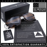 Mens Polarized Metal Rim Rectangle Agent Style Classy Manly Sunglasses