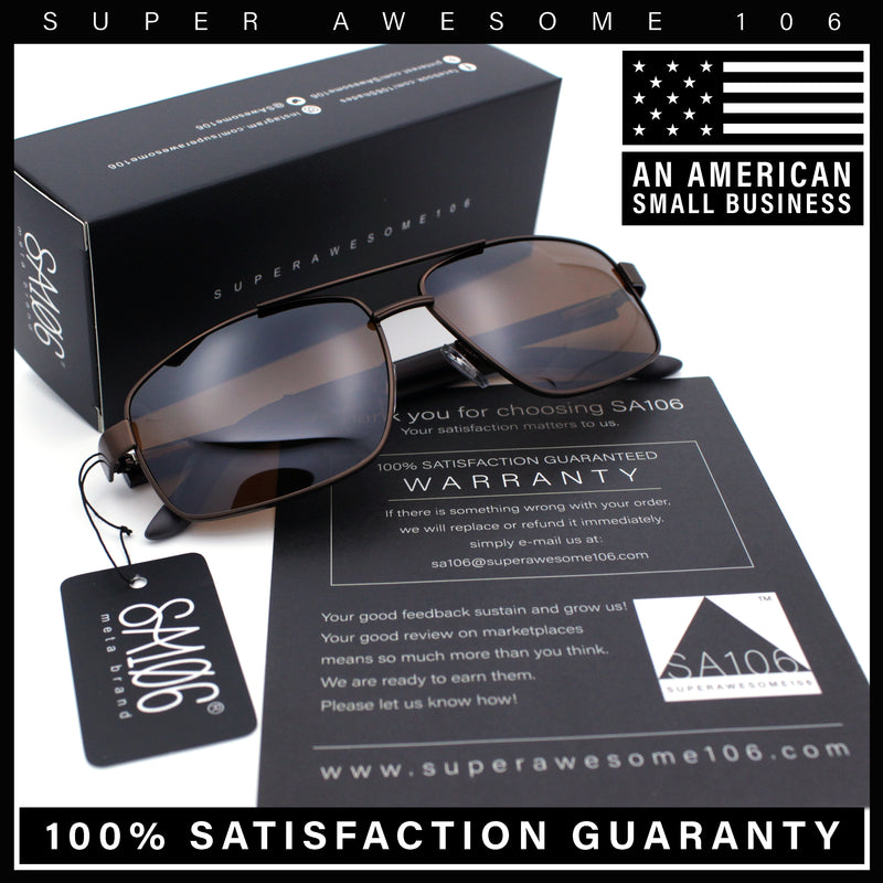 Mens Polarized Metal Rim Rectangle Agent Style Classy Manly Sunglasses