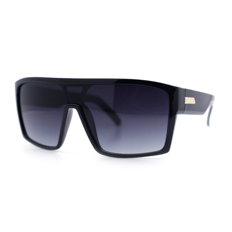 Mens Oversized Shield Curved Wrap Rectangular Plastic Sporty Sunglasses