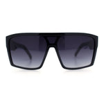 Mens Oversized Shield Curved Wrap Rectangular Plastic Sporty Sunglasses
