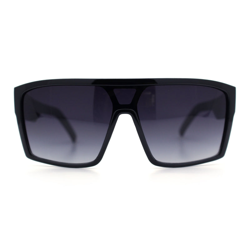 Mens Oversized Shield Curved Wrap Rectangular Plastic Sporty Sunglasses
