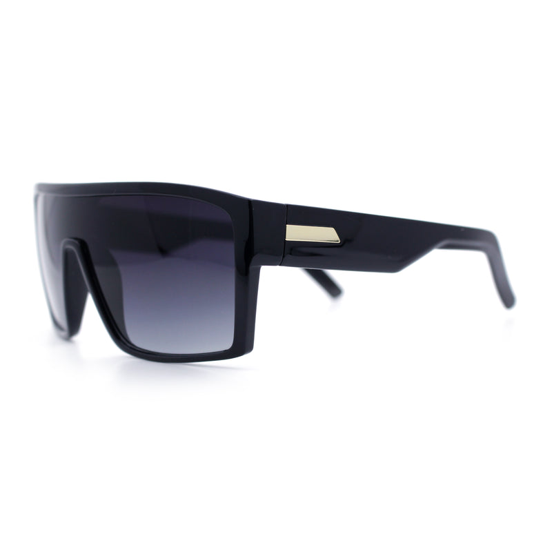 Mens Oversized Shield Curved Wrap Rectangular Plastic Sporty Sunglasses