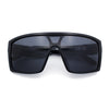 Mens Oversized Shield Curved Wrap Rectangular Plastic Sporty Sunglasses