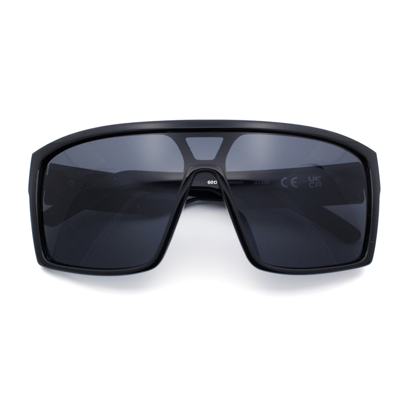 Mens Oversized Shield Curved Wrap Rectangular Plastic Sporty Sunglasses