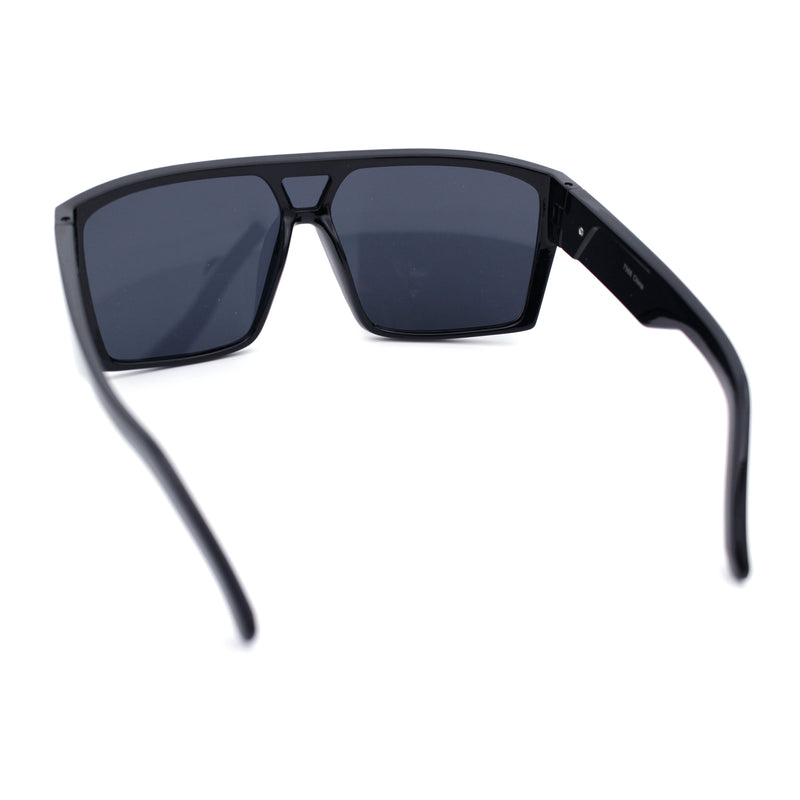 Mens Oversized Shield Curved Wrap Rectangular Plastic Sporty Sunglasses
