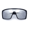 Mens Oversized Shield Curved Wrap Rectangular Plastic Sporty Sunglasses