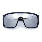 Mens Oversized Shield Curved Wrap Rectangular Plastic Sporty Sunglasses
