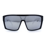 Mens Oversized Shield Curved Wrap Rectangular Plastic Sporty Sunglasses