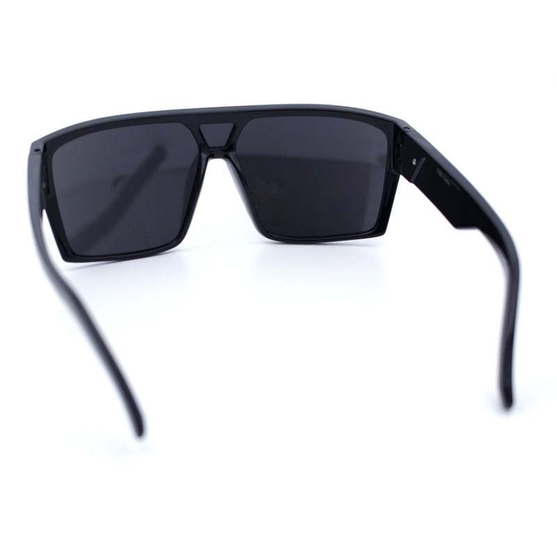 Mens Oversized Shield Curved Wrap Rectangular Plastic Sporty Sunglasses