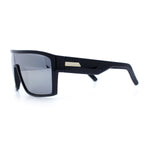 Mens Oversized Shield Curved Wrap Rectangular Plastic Sporty Sunglasses