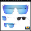 Mens Oversized Shield Curved Wrap Rectangular Plastic Sporty Sunglasses