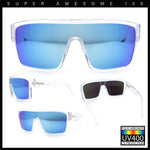 Mens Oversized Shield Curved Wrap Rectangular Plastic Sporty Sunglasses