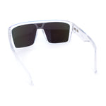 Mens Oversized Shield Curved Wrap Rectangular Plastic Sporty Sunglasses
